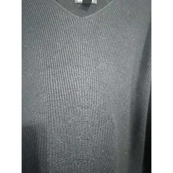 Athleta 3X merino wool blend pullover ribbed V-neck black sweater - Picture 3 of 7